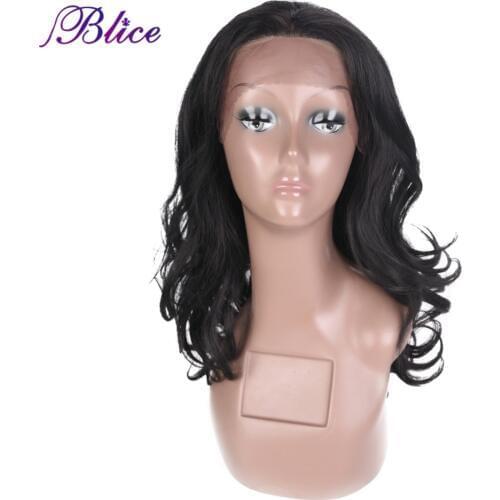Blice Long Natural Wave Synthetic Hair Wig 18 Inch Pure Color 1B# High-Temperature Lace Front Wigs