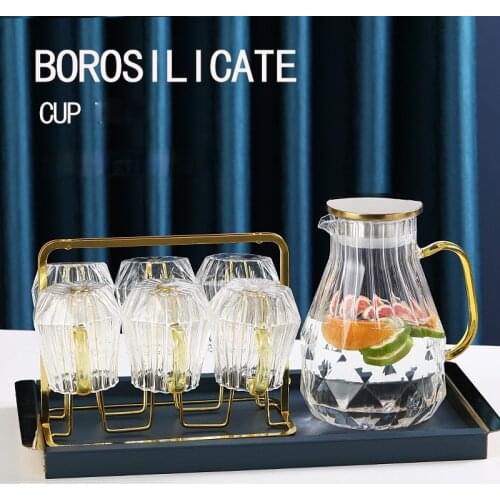 Diamond striped kettle high temperature resistant glass cold water kettle household large capacity cool water kettle set