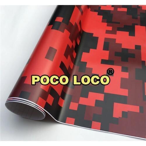 Digital Elite Red Camouflage Vinyl Wrap Film Decal Sheet Roll Adhesive Laminated With Premium PVC Matte Overlaminate