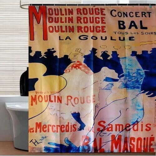 Paris Moulin Creative Shower Curtain Polyester Waterproof creative home decor 180x180cm