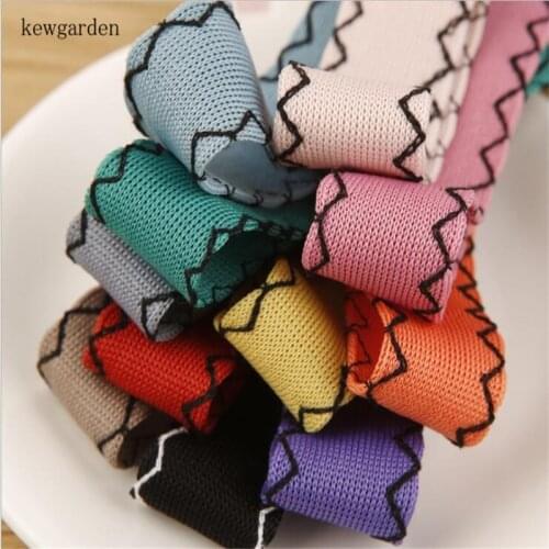 Kewgarden DIY Bowknot Hair Accessories Elastic Stripe Knitting Ribbon 40mm 25mm 1" 1.5" Handmade Tape Satin Ribbons 10 Yards