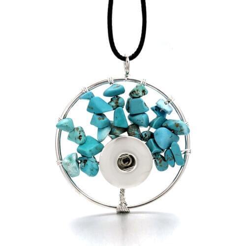 Fashion Tree Of Life 276 Choker Fit 12mm 18mm Snap Button Pendant Necklace Crystal Natural Stone Jewelry Women Christmas Gift