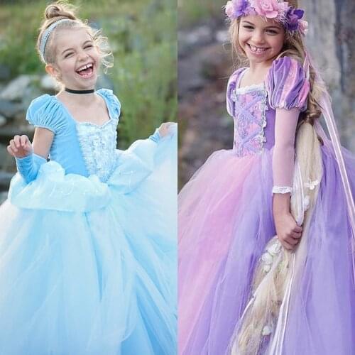Cosplay Princess Dress for Girls 4 6 8 10 Years Party Dress up Kids Halloween Disguise Prom Costume Fancy Vestidos Infantils