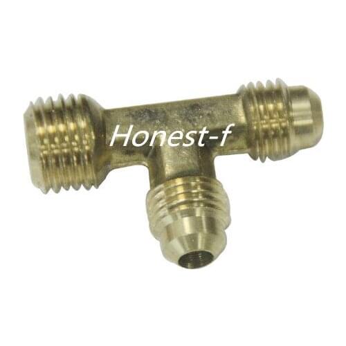 Brass 3/8" OD x 3/8" OD x 3/8" Male NPT Flare Run Tee Tube Fitting