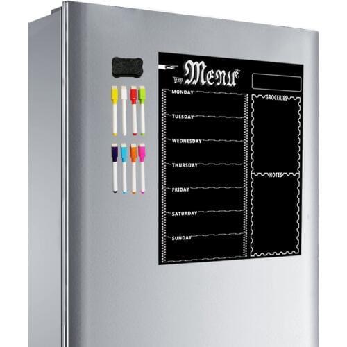 A3 Magnetic Whiteboard Sheet for Kitchen Fridge Multipurpose Fridge Weekly White Board Calendar for Menu Planning with 8 Pen