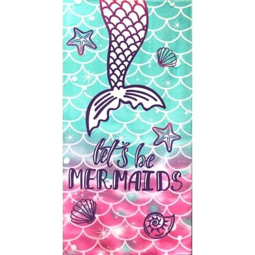 Trendy Lets Be Mermaid Beach Travel Towels for Girl Colorful Watercolor Mermaid Scales Fish Tail Bath Swimming Towels for Bath
