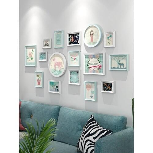GY Nordic Photo Wall Decorative Wall Picture Frame Wall Creative Living Room Wall Background Free Punch Wall Combination
