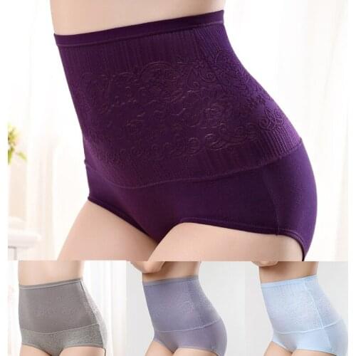 8-color Womens Underwear Pure Cotton High-waist Briefs Hips, Abdomen Postpartum Large Size Solid Color Comfortable Langerie