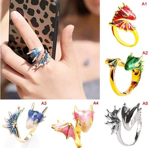 5colors Original Design Starry Sky Small Blue Dragon Opening Ring Colorful Fresh And Unique Crafts Charm Womens Silver Jewelry