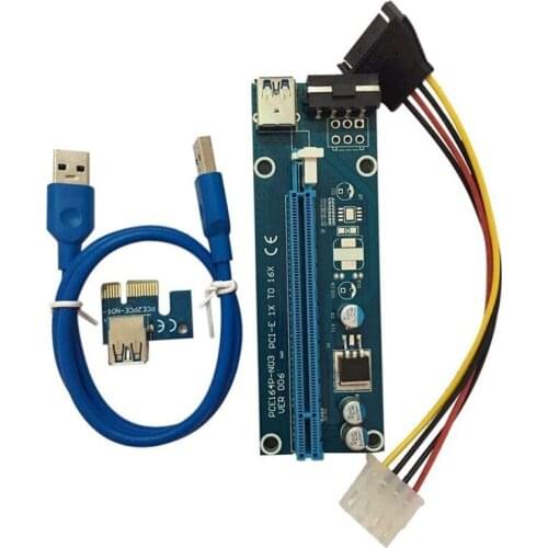 USB 3.0 Pcie PCI-E Express Riser Card 1X to 16X GPU Extender Riser Card Adapter USB 3.0 Data Cable SATA to 4Pin IDE