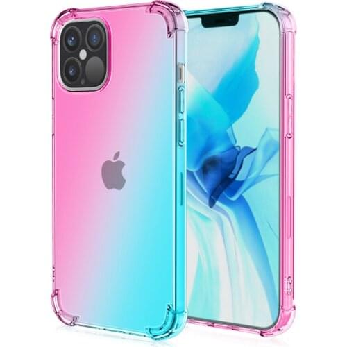 50pcs Air Cushion Gradient Soft TPU Silicone Clear Case For iPhone 13 Pro Max 12 Mini 11 XS XR X 8 7 6 Plus SE Shockproof Cover