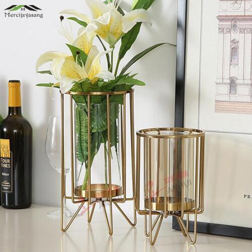 2Pcs/Lot Nordic Candle Holder Table Glass Candlestick Geometric Romantic Candle Holders for Wedding/Dinner Decoration GZT113