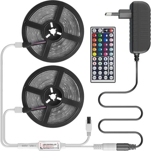 LED Strip Lights 5050 RGB Led Lights Phone Bluetooth Control Flexible Tape Diode Ribbon For Home Decoration With Power Adapter