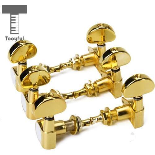Tooyful High Quality 3 Pairs Steel String Tuning Buttons Pegs Tuners Machine Head Guitar 3L+3R Gold for Electric Acoustic Guitar