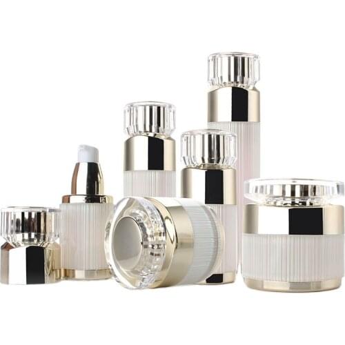 50MLdiamond shape gold airless acrylic bottle for serum/lotion/emulsion/foundation cosmetic packing plastic bottle