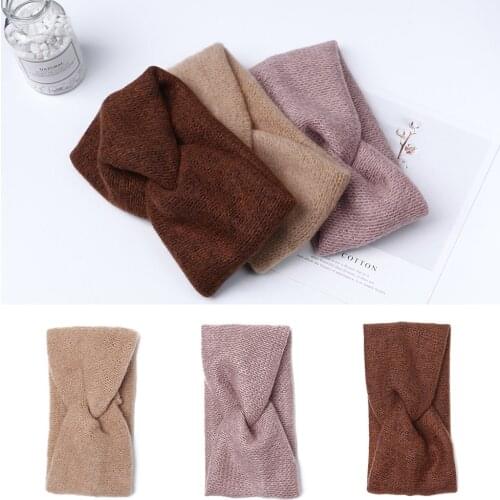 Fashion Women Cross-knotted Knitting Hairband Faux Velvet Plush Autumn Winter Warm Headband Female Kintted Hair Band Accessories