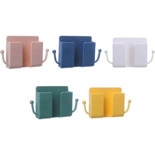 1PC Wall Mounted Storage Box Remote Control Organizer Case Mobile Phone Plug Charging Holder Rack Multifunction Stand For Home