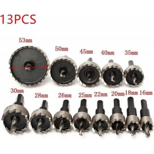 12pcs! 15-50mm HSS Drill Bit Set Holesaw Hole Saw Cutter Drilling Kit Hand Tool for Wood Stainless Steel Metal Alloy Cutting