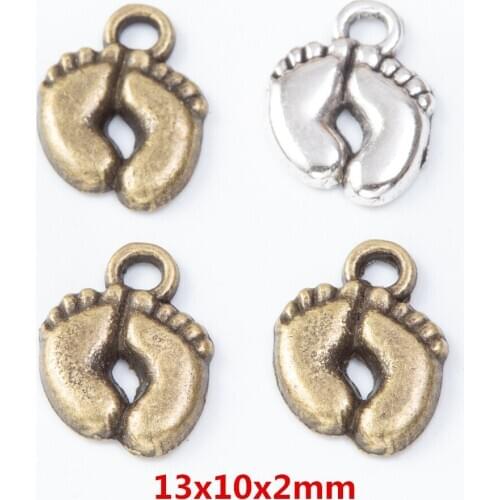 140 pieces of retro metal zinc alloy foot pendant for DIY handmade jewelry necklace making 7586