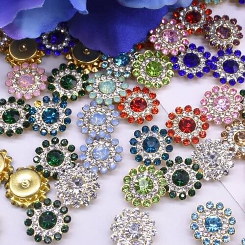 20/100pcs 14mm Claw Cup Glass Rhinestones Strass Shiny Crystals Stone Gold Base Sew On Rhinestone DIY Clothes Sewing Accessories