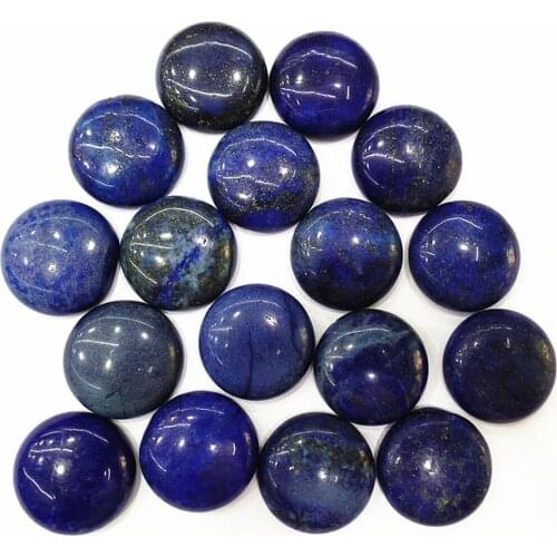 50Pcs 20x5mm Wholesale Natural Blue Lapis Lazuli Round Cab Cabochon DIY Jewelry Making Accessories M181