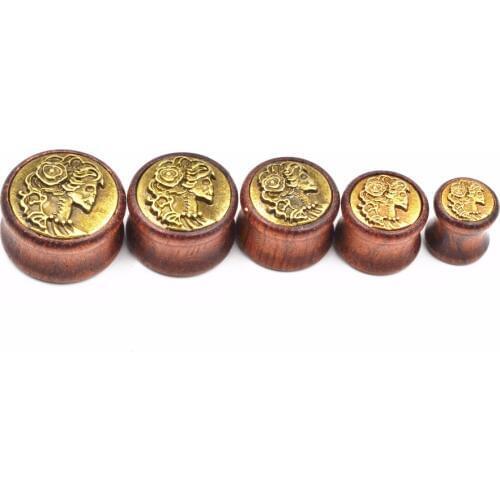70PCS Free Shippment Body Jewelry-Girl Skull Head Wood Ear Plugs Ear Scretcher Tunnle Sets Earlet Gauge 8mm up to 20mm