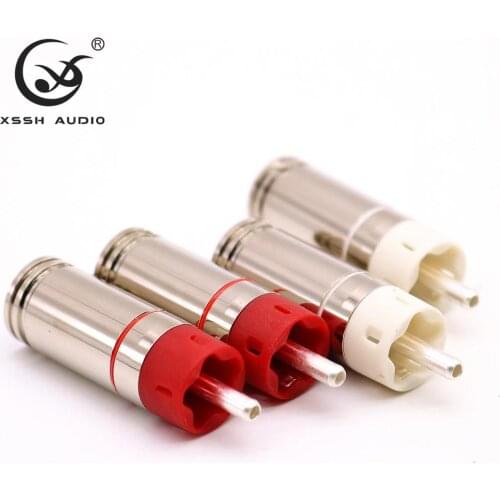 8pcs YIVO XSSH High Quality Hifi 9mm max audio cable brass copper silver gold plated Male Audio RCA plug connector jack