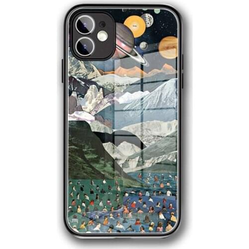 Abstract Fashion Space art Phone Case Tempered Glass For iPhone 12 Pro Max Mini 11 Pro XR XS MAX 8 X 7 6S 6 Plus SE 2020 case