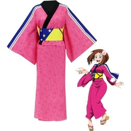 Anime Comic My Hero Academia Cosplay Costumes OCHACO URARAKA Cosplay Costume Uniforms Clothes Suits Kimonos Dresses Pink Wears