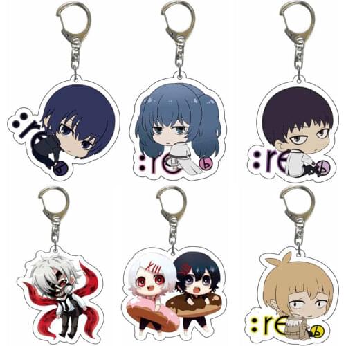 Anime Tokyo Ghoul Keychain Cartoon Figure Kaneki Ken Double-Sided Acrylic Pendant Key Ring