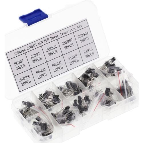 BC337 BC327 2N2222 2N2907 2N3904 2N3906 S8050 S8550 A1015 C1815 10Values*20pcs=200/set Transistors Box Pack Transistor kit TO-92