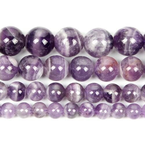 Natural Stone Dream Amethysts Agates Charm Round Loose Beads For Jewelry Making For Needlework Beads Diy Strand 4/6/8/10/12 MM