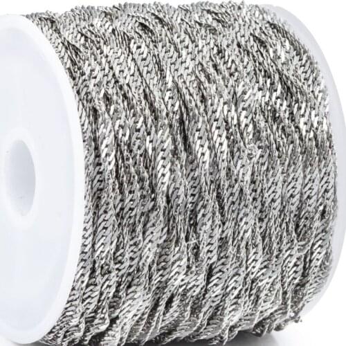 1M Stainless Steel Water Wave Necklace Clavicle Chains for Women Jewelry Making Accessories Elegant Bracelet Width 2.35mm