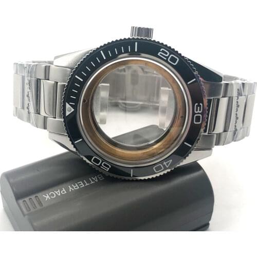 41mm 316Watch Case Black Ceramic Bezel Fit NH35,36 Miyota8215, DG2813, Seagull Automatic Movement Waterproof Swim Sapphire Glass