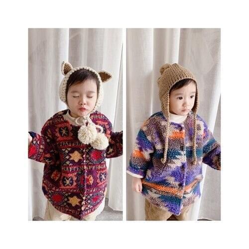 2020 Childrens Clothing Baby Girl Winter Woolen Jacket New Childrens Korean Patchwork Woolen Coat Winter Girl Coat Cotton Coat