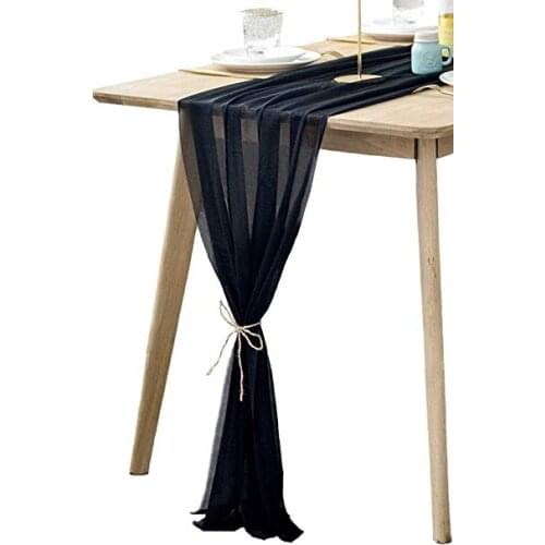 FAROOT1Pcs Beautiful Soft Chiffon Table Runner Tablecloth Wedding Christmas Party Home Decor Chair Sash Party Decoration Banquet