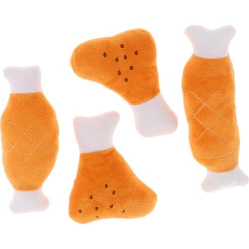Pet Dog Cat Funny Chicken Leg Durability Plush Dog Toys Stuffed Squeaker Chew Sound Toy Fit for All Pets Plush Toys