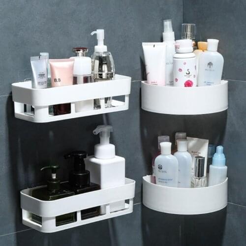 Kitchen Triangular Sink Drain Storage Rack Sponge Holder with Sticker Bathroom