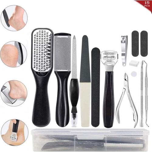 15 in 1 Pedicure Kit Professional Pedicure Set Stainless Steel Foot Rasp Foot Peel and Callus Clean Feet Dead Skin Tool Set