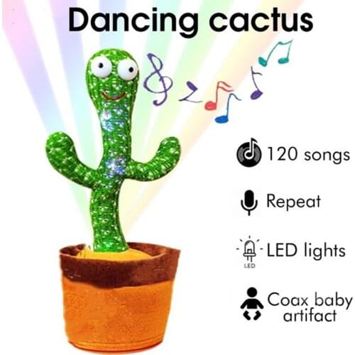 Upgraded 120 English Songs Dancing Cactus Plush Toys Electronic Funny Early Childhood Education Toys