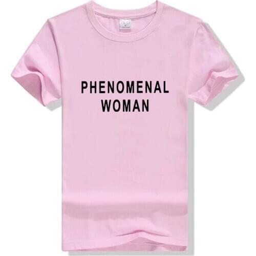 Casual Tee Top Female Tshirt Gray Black Drop Ship PHENOMENAL WOMAN Letter Print T-Shirt Women Funny Graphic Tshirt