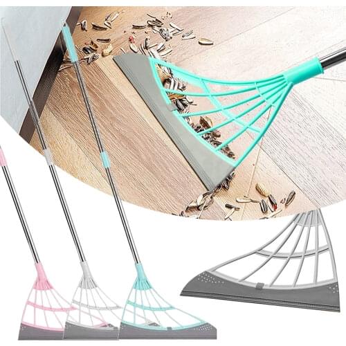 Rubber Broom Hand Push Sweeper Magic Broom Floor Wiper Squeegee for Floor Cleaning Floor Squeegee Sweeping Brush Pet Hair Broom