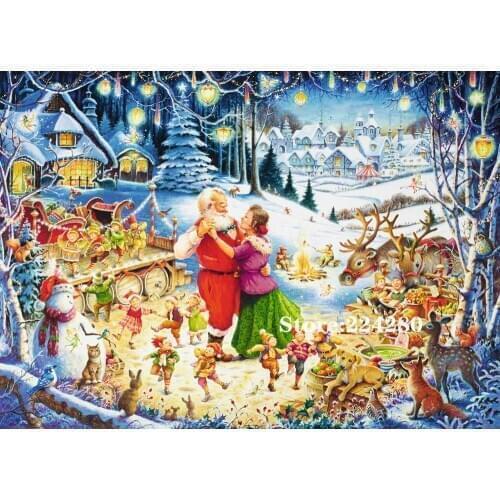 Christmas, cheerful dance Needlework Cross stitch 14CT Unprinted Embroidery kits Art Cross-Stitching,DIY Handmade Home Decor