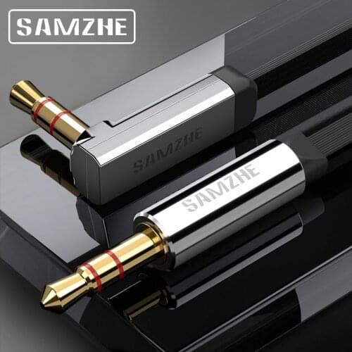 SAMZHE 3.5mm Aux Cable 90 Degree Audio Flat Stereo Gold Plated Auxiliary Cable for Car Cellphone Earphone Beats