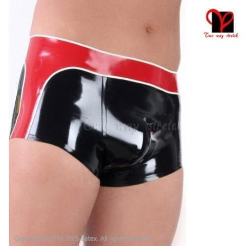 Sexy Latex Boxer Shorts with Pouch Inverted-U trims Rubber underwear Hot Pants Gummi Bermuda Bottoms HotPants panties KZ-099