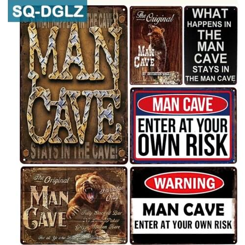 [SQ-DGLZ]THE ORIGINAL MAN CAVE Metal Sign Bar Wall Decor Vintage Metal Crafts Home Decor Painting Plaques Art Poster