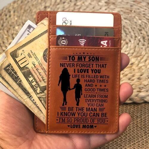 Slim RFID Front Pocket Wallet Minimalist Secure Thin Credit Card Holder for Men Dad mom to son