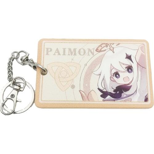 Genshin Impact Keychain Paimon Cosplay Anime ID Holder Card Case Cute Pendant Cartoon Keyring 10*6cm