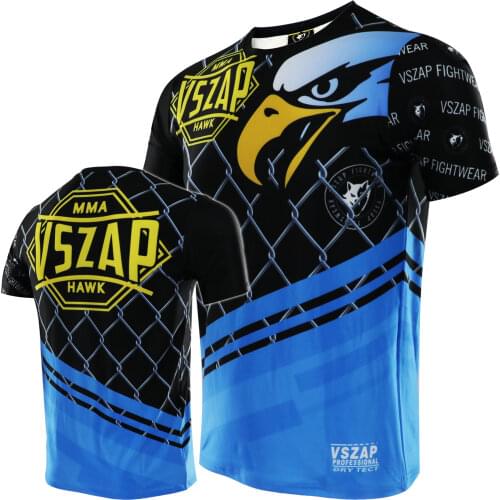 Men Eagle pattern Sports Shirts Jiu Jitsu Tights Running T Shirt BJJ Boxing Gym Training Muay Thai MMA Fightwear Kickboxing