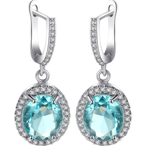 Fashion white Gold Color Earrings for Women Long Stud Earing Crystal CZ Zircon Statement Wedding Wholesale Jewelry